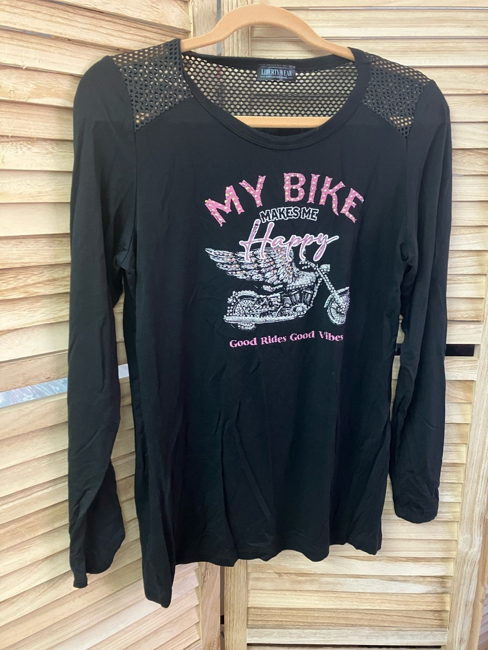Liberty Wear Black Mesh Detail Top